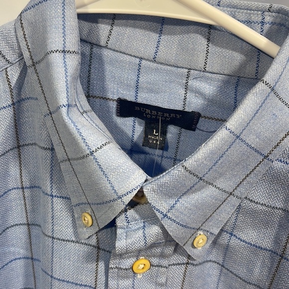 Burberry - M Cashmere Blend Blue Square Design, Size Large - Picture 2 of 7